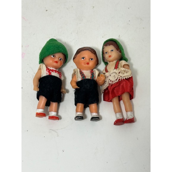 Other - Vintage Miniature German Alpine Folk Dolls Set of 3 Lederhosen Traditional Dress